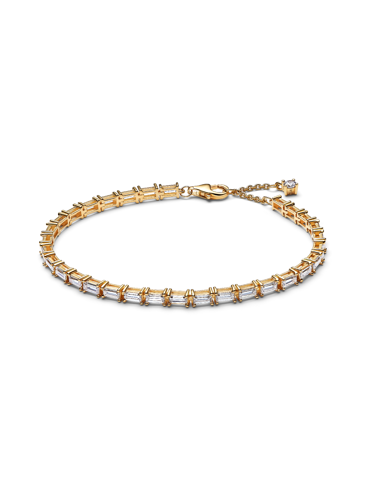 Glittrande tennisarmband med baguetteslipade stenar
