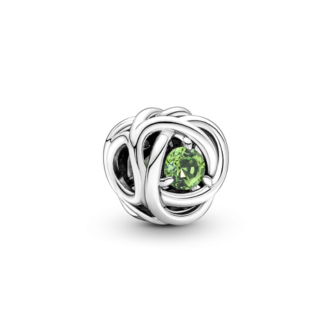 Augusti Födelsesten Evighetssymbol med grön sten, berlock