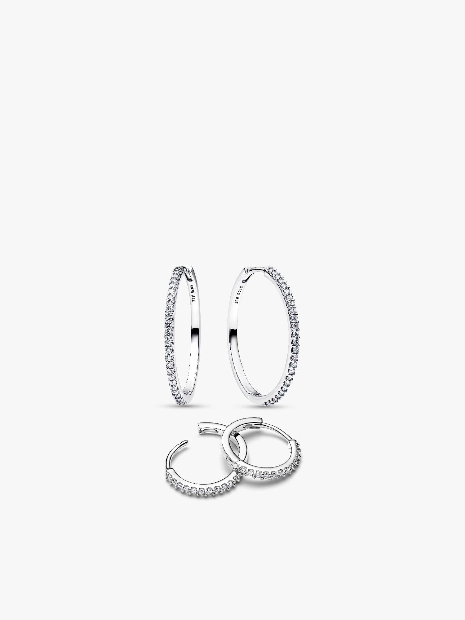 Set med Glittrande Creolörhängen i Sterlingsilver