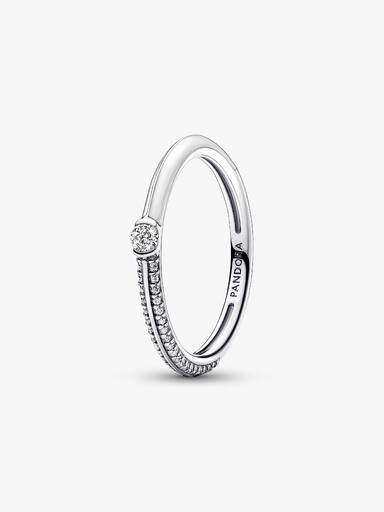Dubbel Pandora ME-ring med vit sten