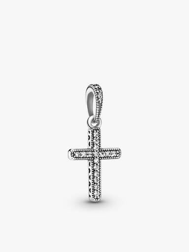 Rolokette mit funkelndem Kreuz Anhänger