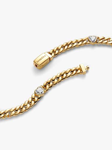 Pansarkedjearmband med hjärtformade stenar