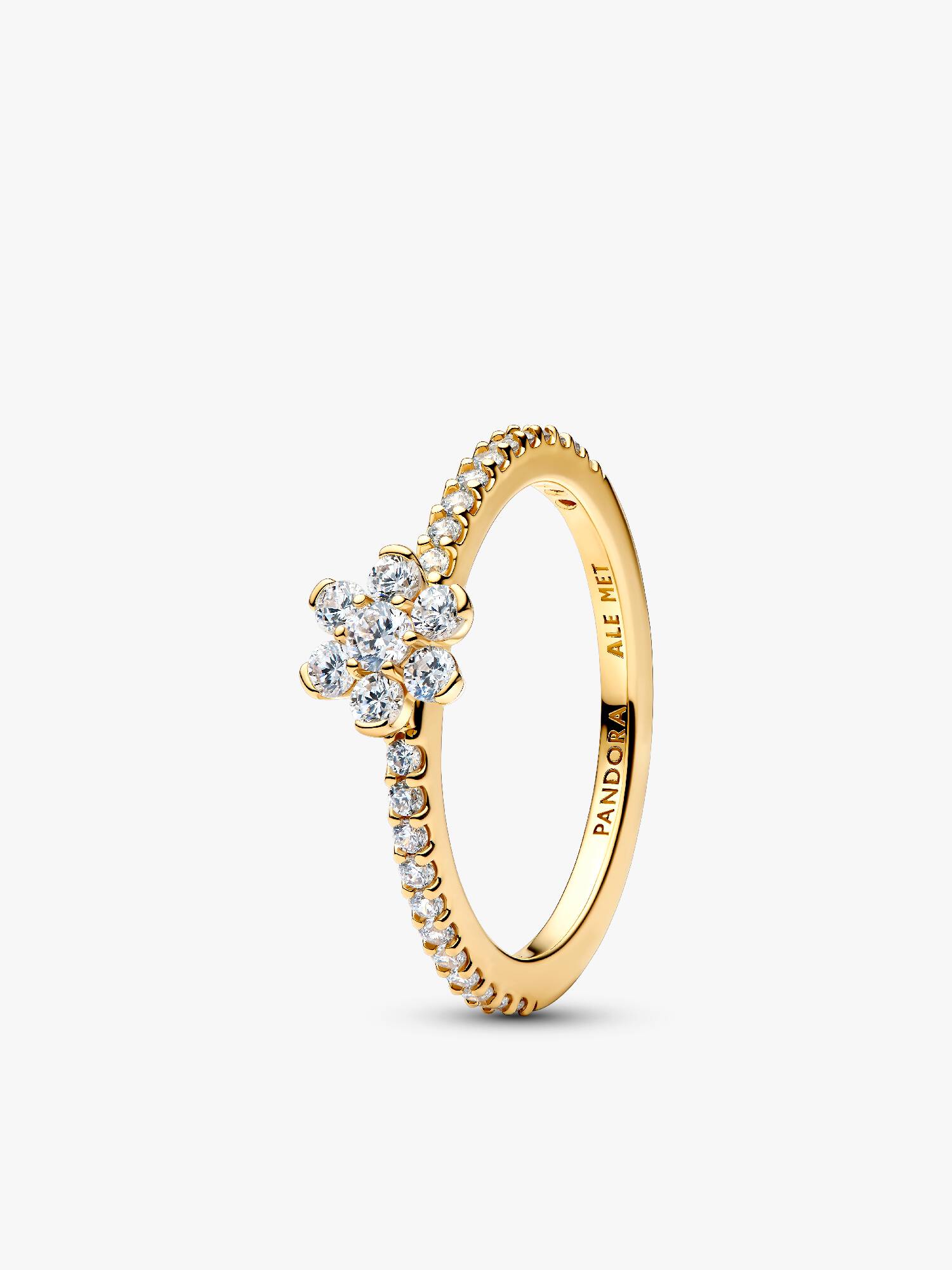 Ring med glittrande blomma