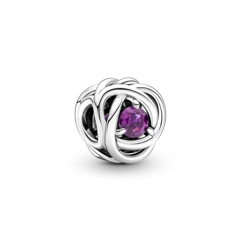 Februari Födelsesten Evighetssymbol med lila kristall, berlock