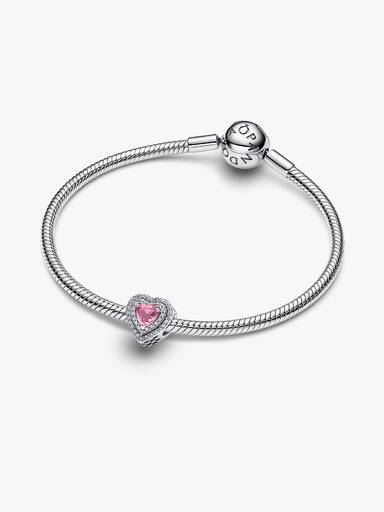 Berlock med rosa hjärtformade kristaller