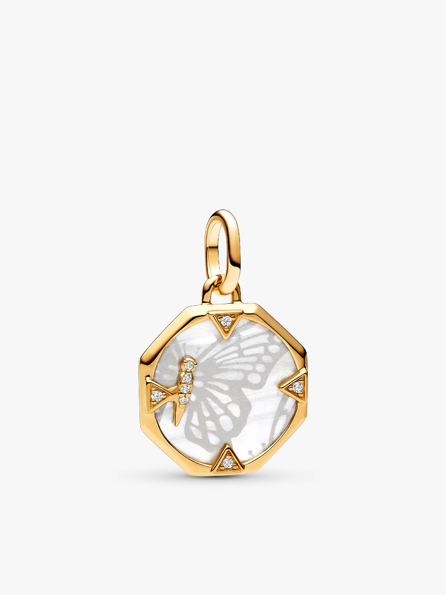 Pandora ME medaljongberlock: pärlemorskimrande fjäril