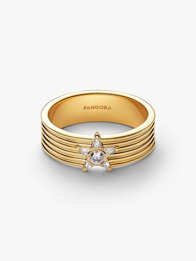 Bred ring med glittrande stjärnfall