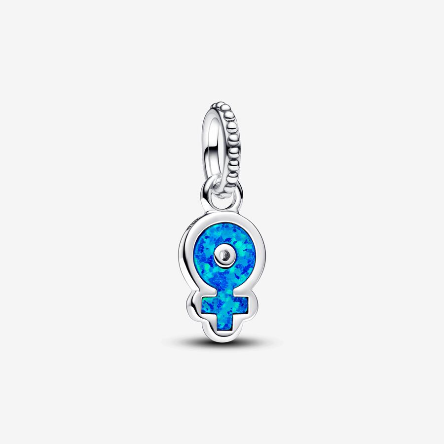 Hängberlock med feminin symbol och blå artificiell opal image number 0