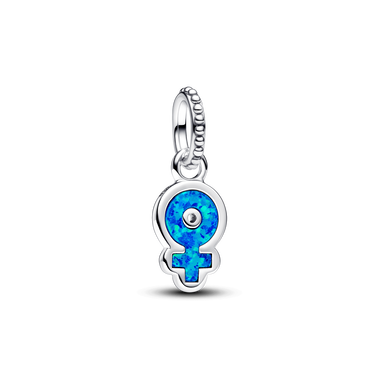 Hängberlock med feminin symbol och blå artificiell opal