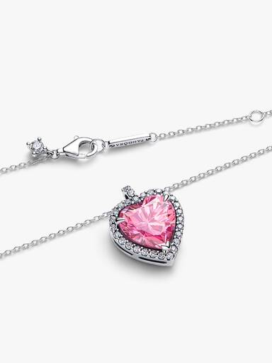 Collierhalsband med rosa sten