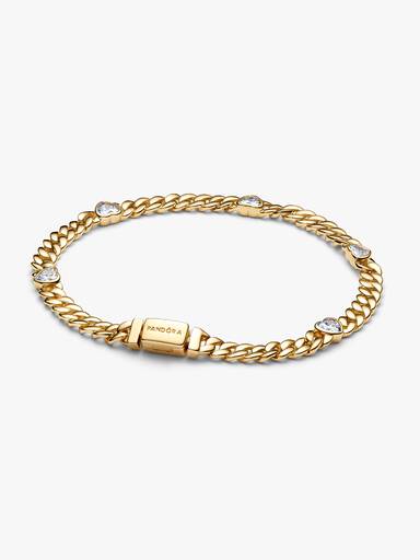 Pansarkedjearmband med hjärtformade stenar