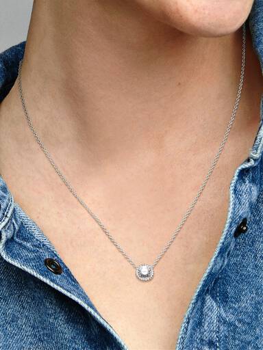 Round Sparkle Halo Halsband
