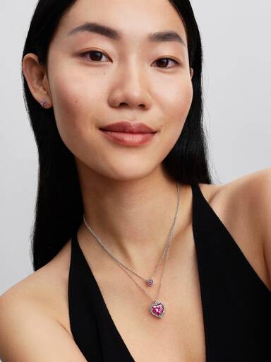 Collierhalsband med rosa sten