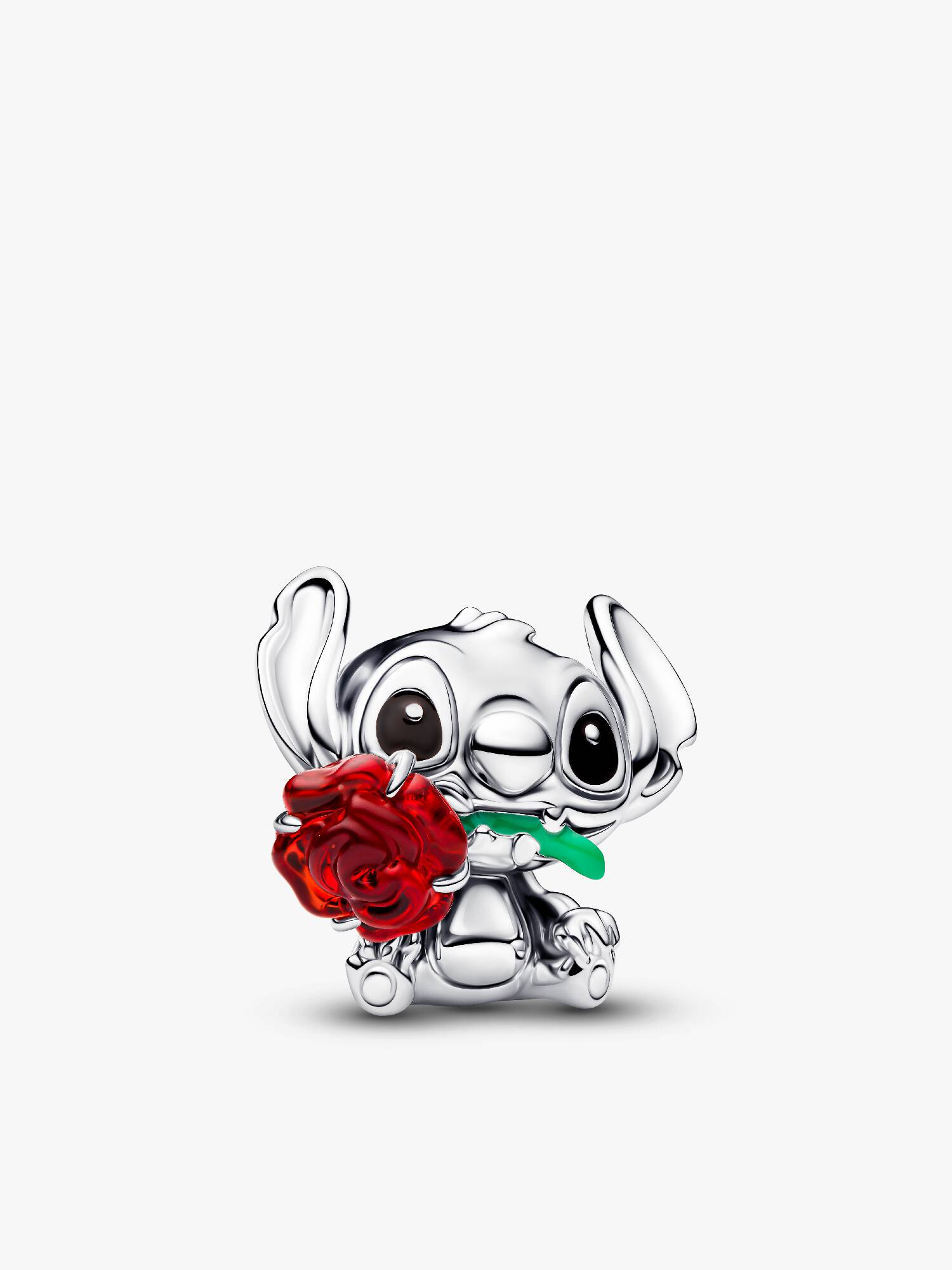 Berlock med Disneys Stitch med ros i muranoglas