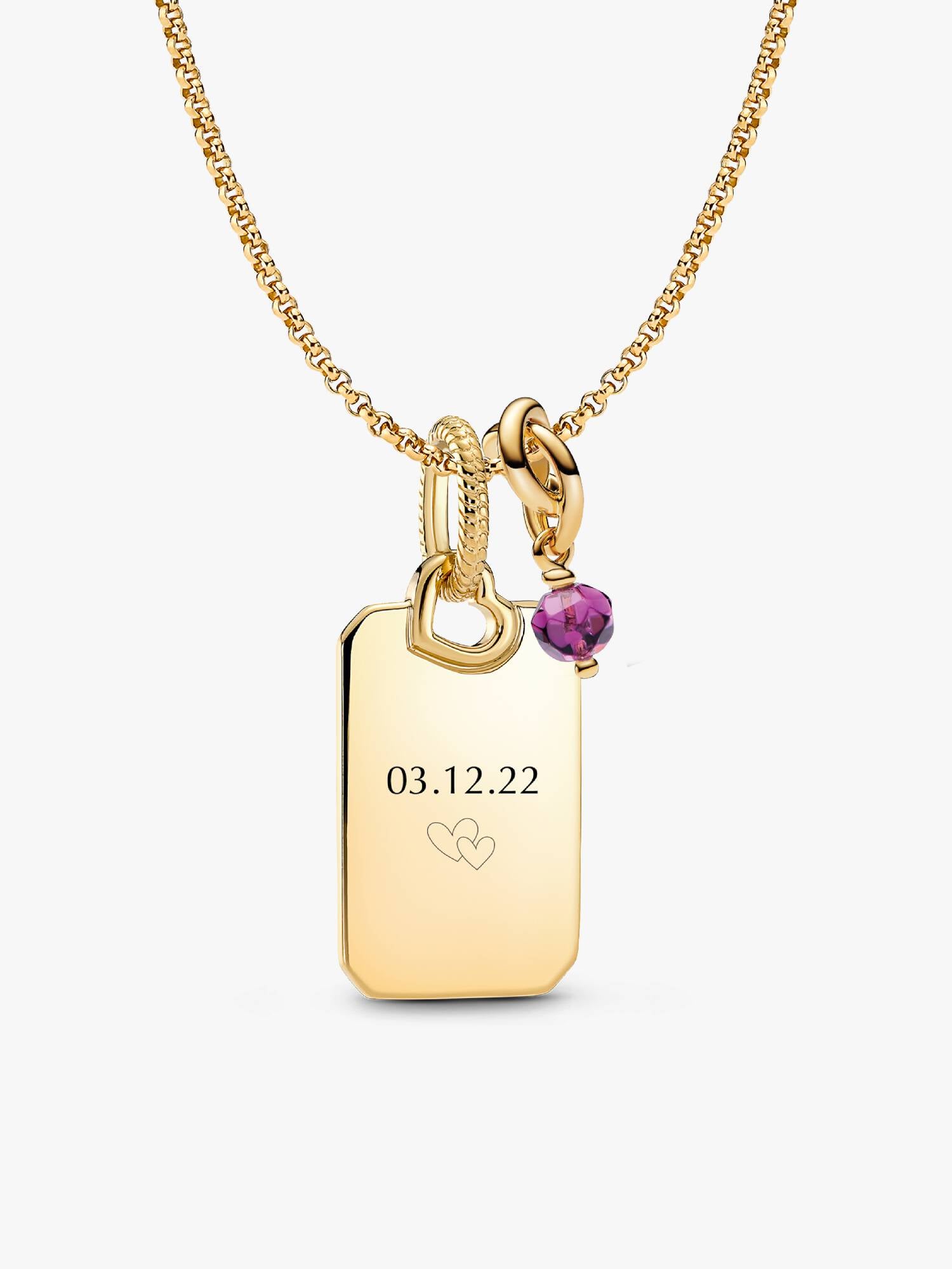 Februari Graverbar Hängande Berlock Halsband Set