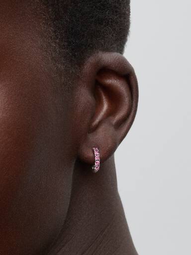 Hoops med rosa stenar
