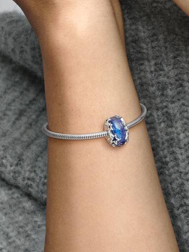 Galaxy Blue & Star Murano Berlock