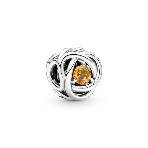 November Födelsesten Evighetssymbol med honungsfärgad sten, berlock