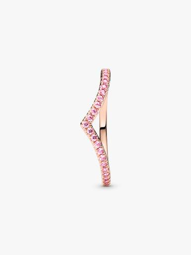 Pandora Timeless wishbone-ring med rosa stenar