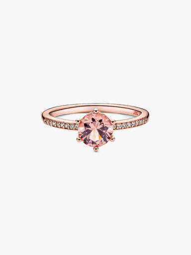 Rosa glittrande krona, solitärring