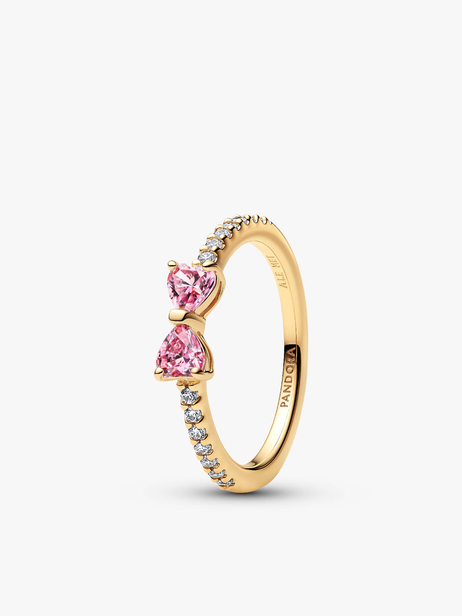 Ring med rosettformad design och två rosa stenar