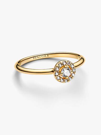 Ring med rund skimrande halo
