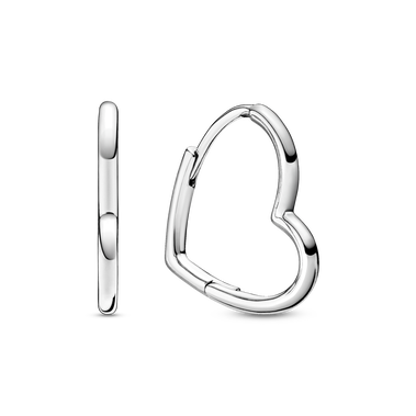 Small asymmetric heart sterling silver hoop earrings