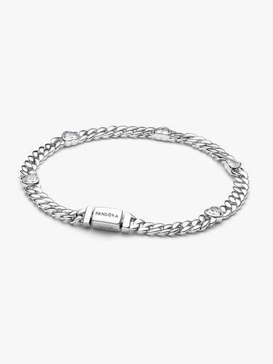 Pansarkedjearmband med hjärtformade stenar