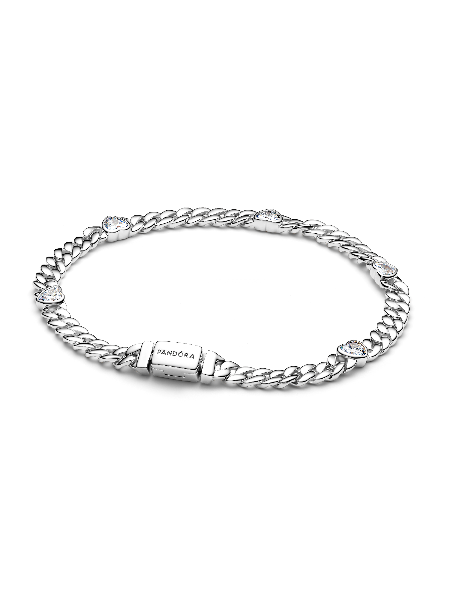 Pansarkedjearmband med hjärtformade stenar