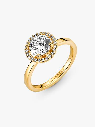 Glittrande Rund Halo Ring