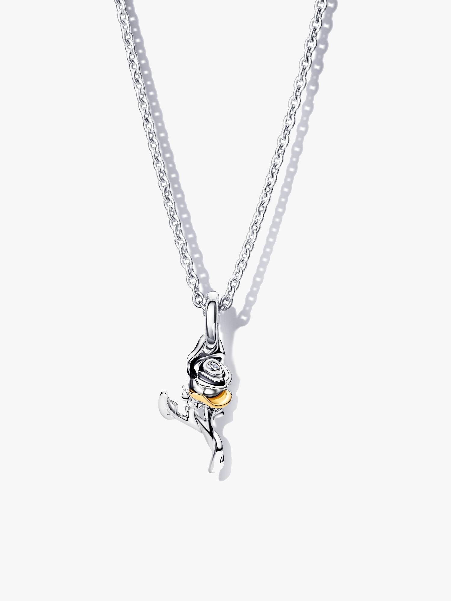 Disney Princess Belle Förtrollade Rosen Halsband med Hängsmycke och Laboratorieskapad Diamant