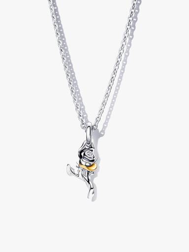 Disney Princess Belle Förtrollade Rosen Halsband med Hängsmycke och Laboratorieskapad Diamant