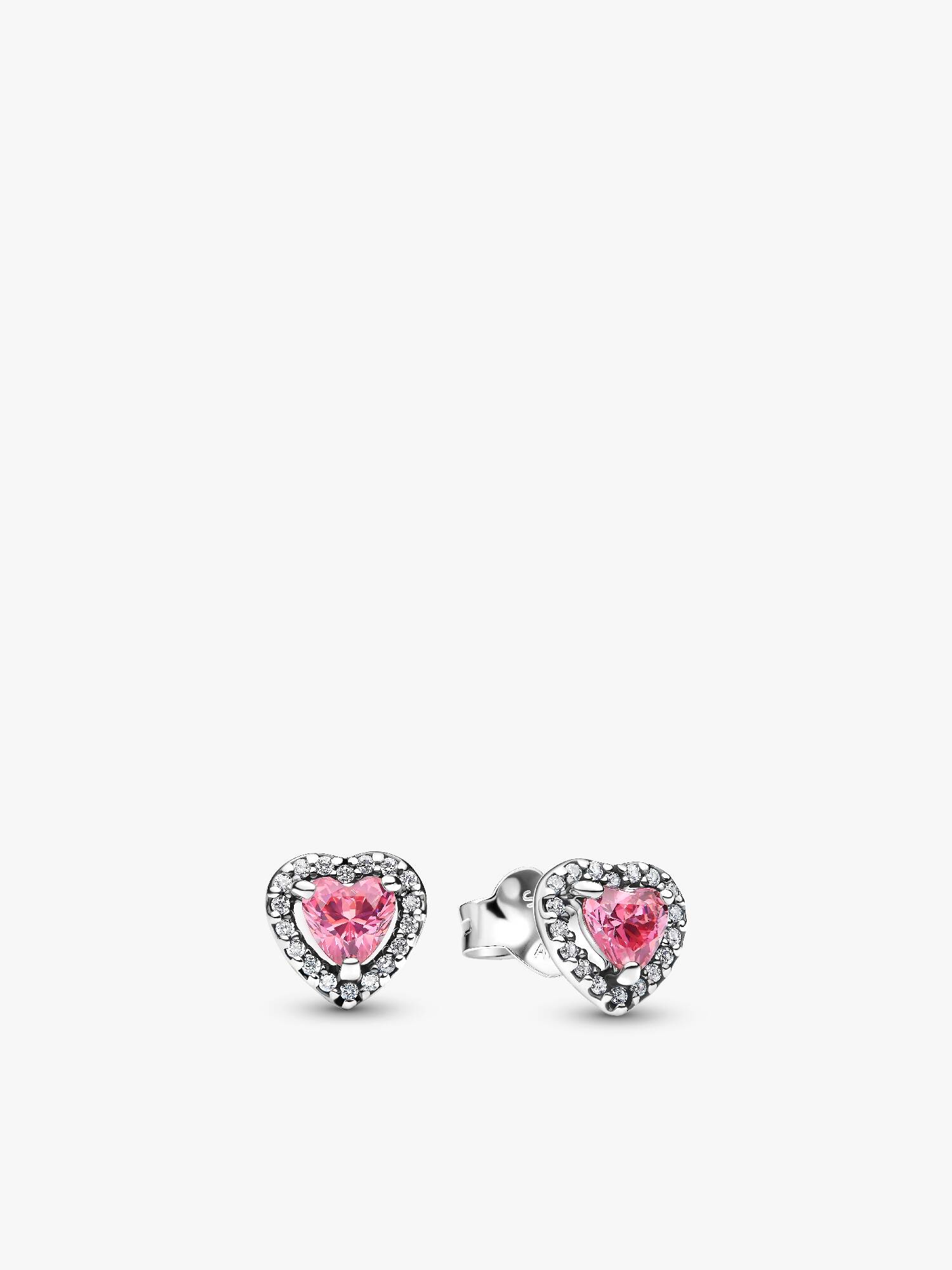 Stiftörhängen med rosa hjärtformade stenar