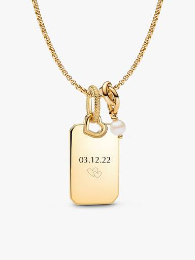 Juni Graverbar Hängande Berlock Halsband Set
