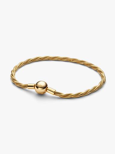 Runt, vridet ormkedjearmband med Pandora-logotyp