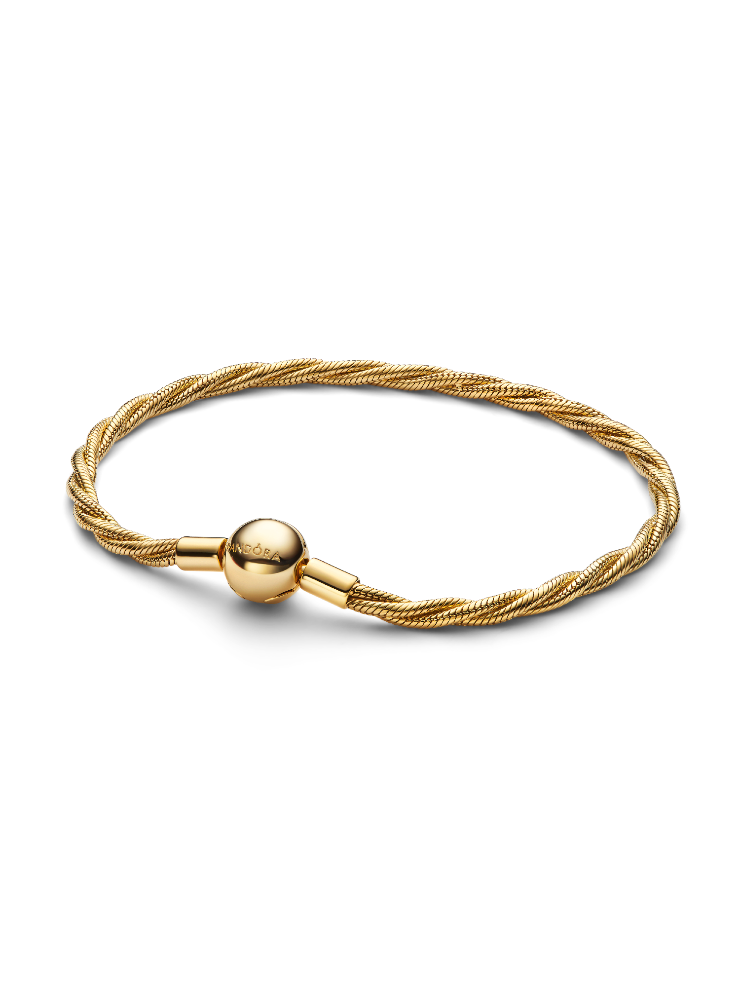 Runt, vridet ormkedjearmband med Pandora-logotyp