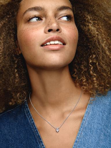 Double Heart Pendant Sparkling Collier Halsband