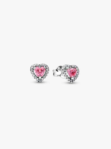 Stiftörhängen med rosa hjärtformade stenar