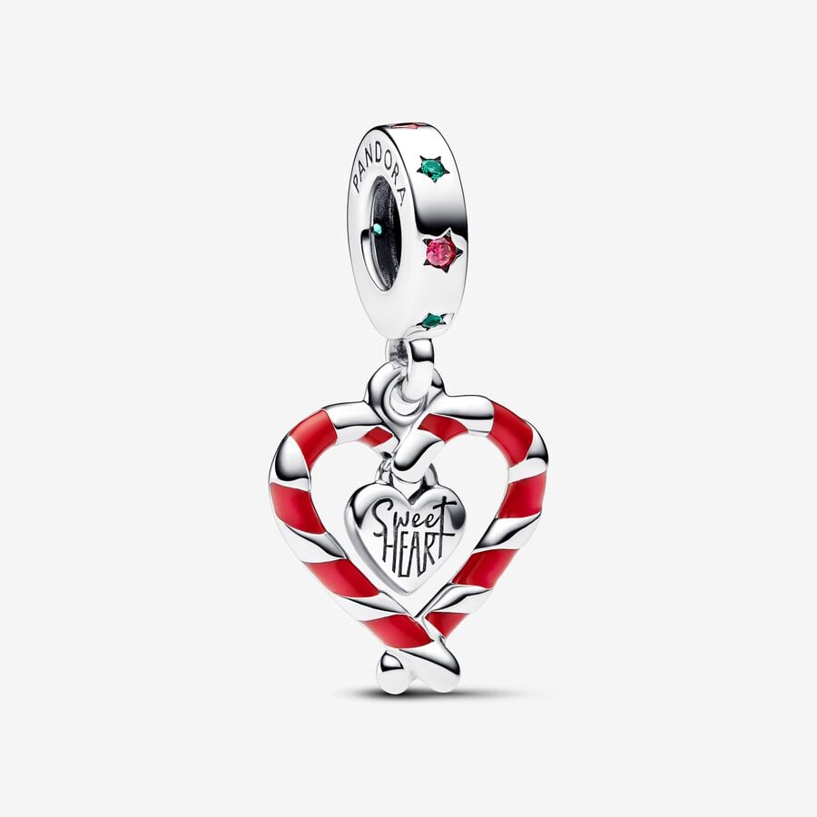 Hjärtformad hängberlock med polkagrisränder image number 0