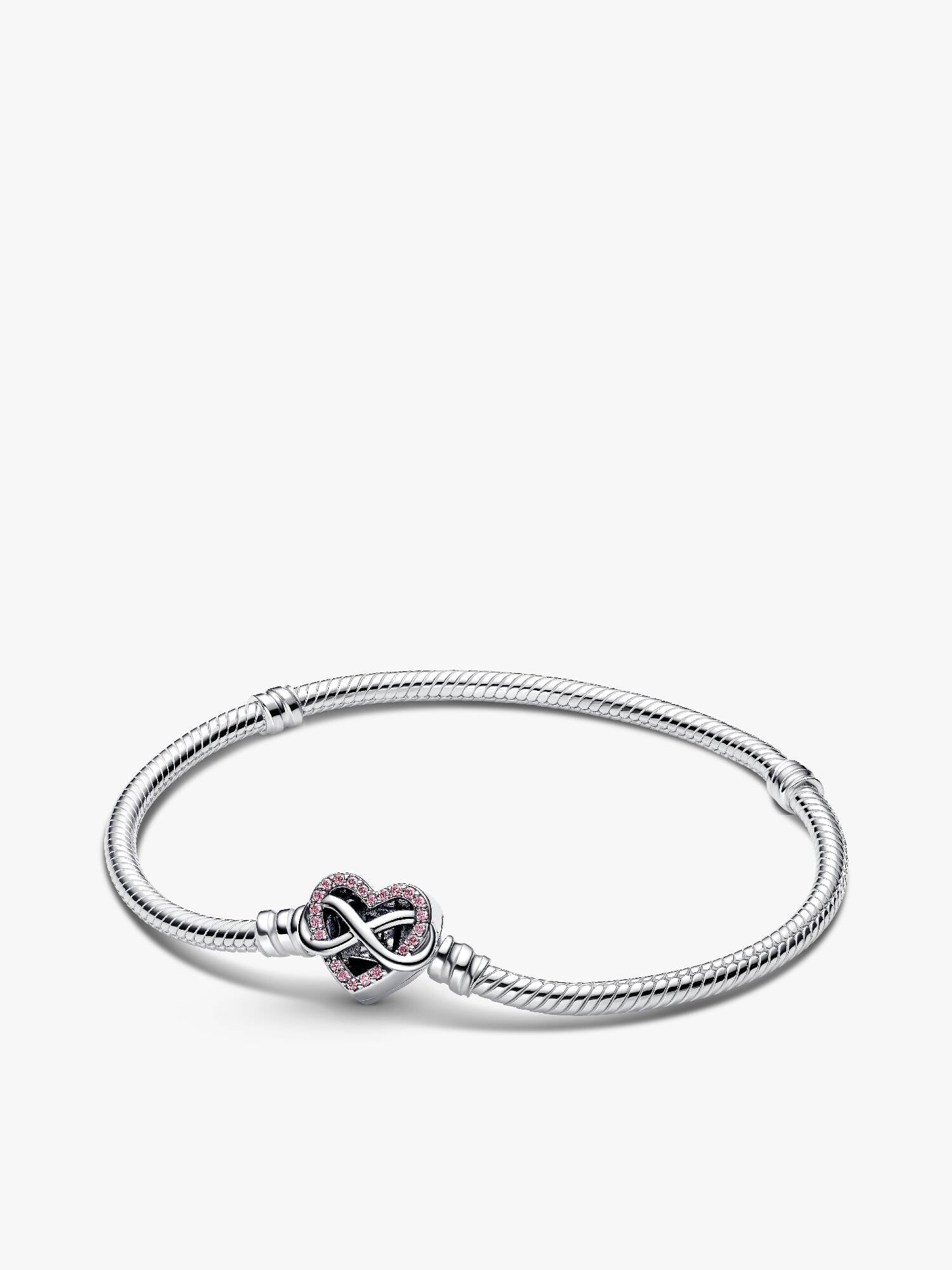 Ormkedjearmband med rosa gnistrande hjärtlås