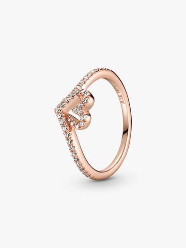 Gnistrande wishbone-ring med hjärta