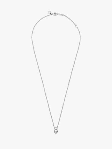 Double Heart Pendant Sparkling Collier Halsband