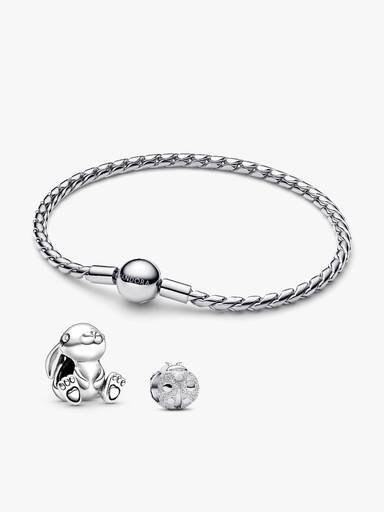 Vårmagi Armband‑Set med Kanin Berlock och Nyckelpiga Mini‑Berlock