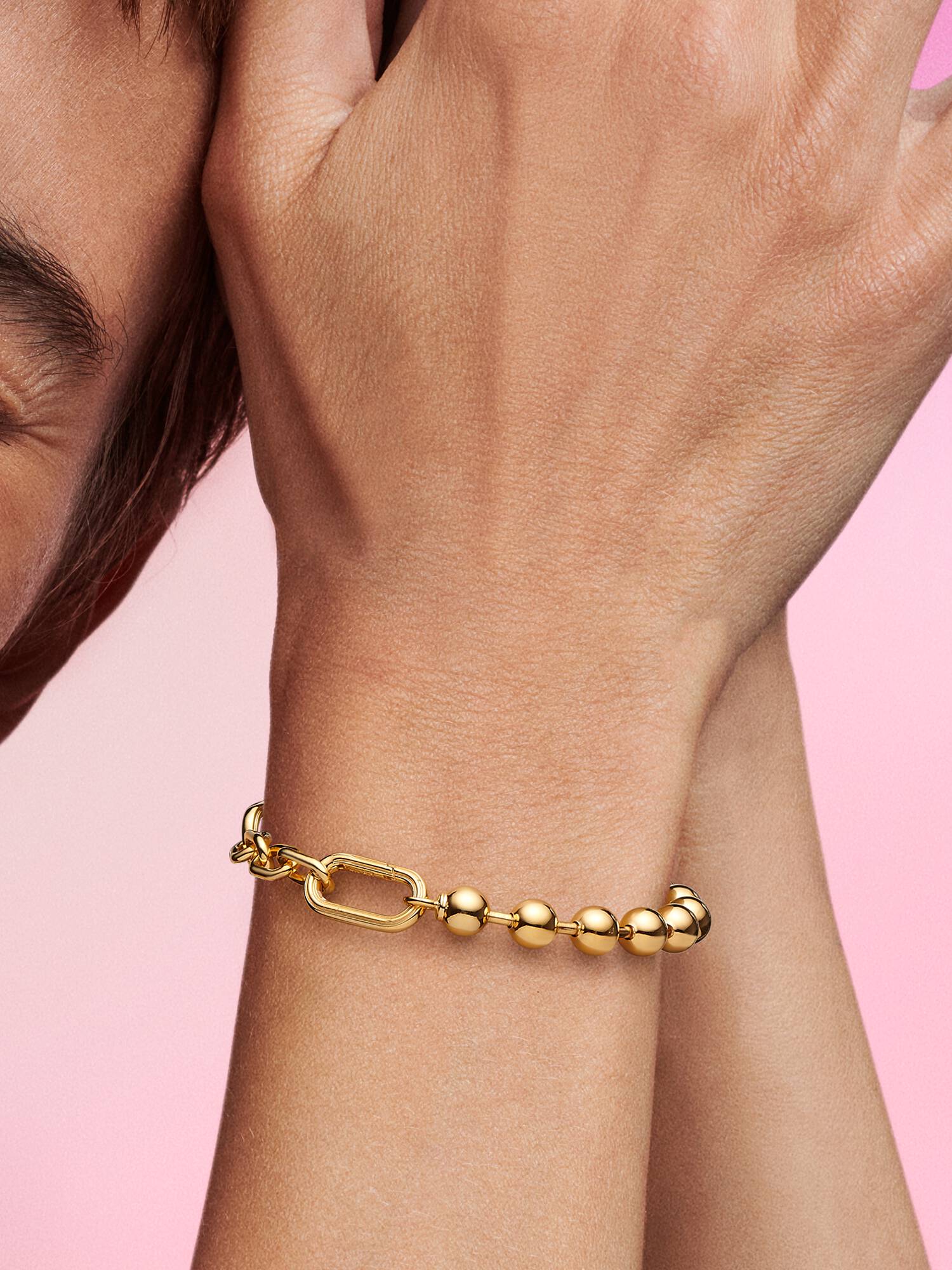 Pandora ME-armband med metallpärlor och länkkedja