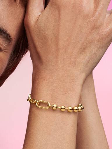 Pandora ME-armband med metallpärlor och länkkedja