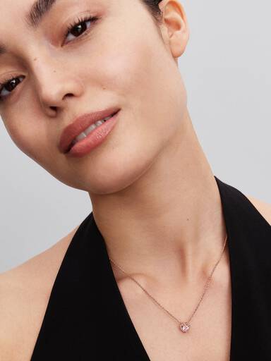 Collierhalsband med rosa sten