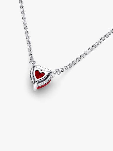 Collier med hjärtformat, glittrande hängsmycke
