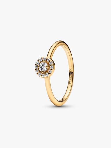 Ring med rund skimrande halo