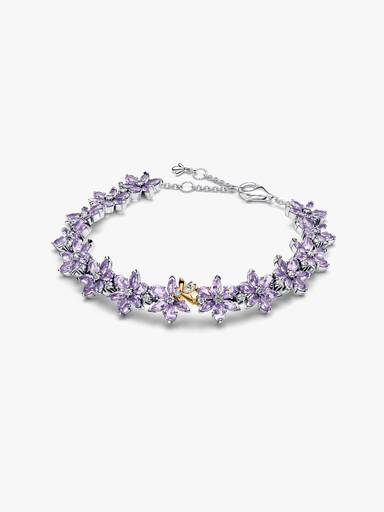 Bridgerton tennisarmband med blomma och bi